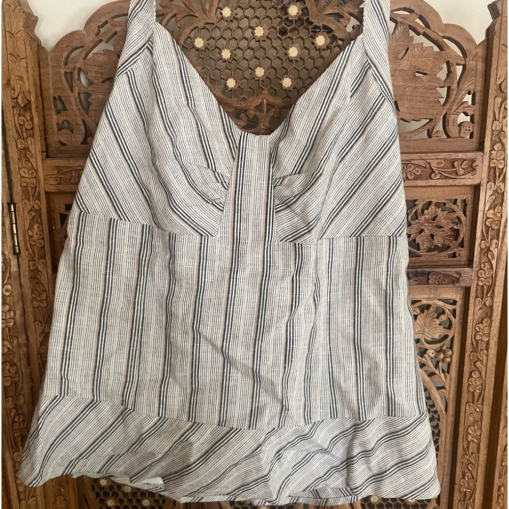 Ann Taylor LOFT striped Linen halter top Size 8